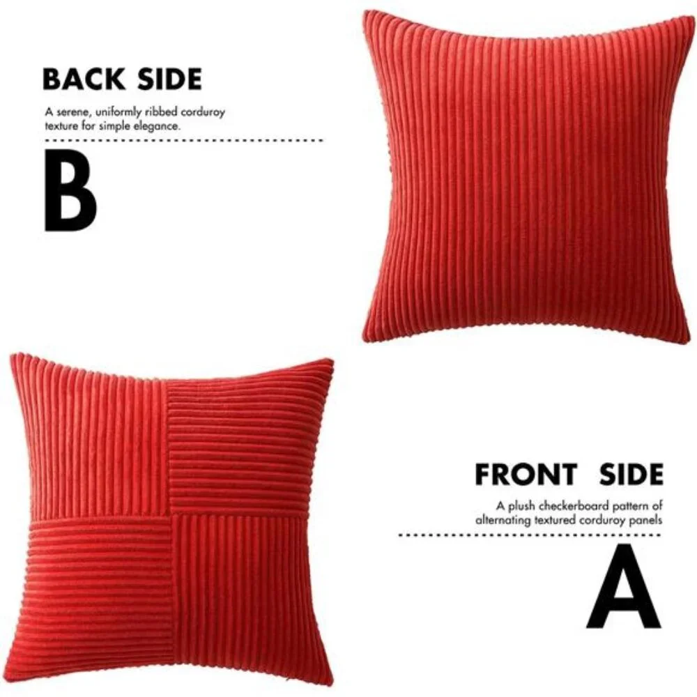 Pack of 2 Christmas Pillow Covers Red 18x18 Inch Boho Decorative